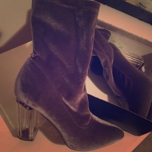Velvet ankle boots